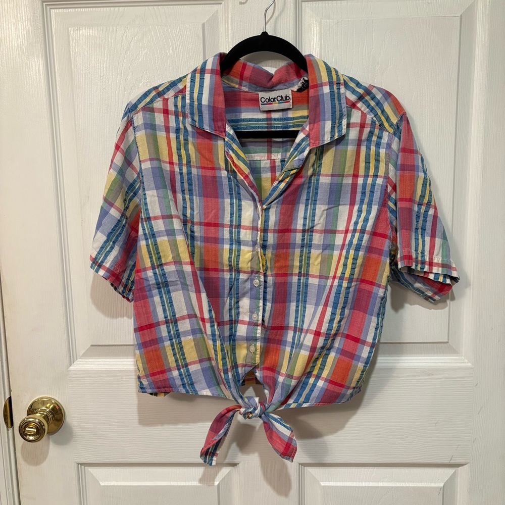 Women's Multicolor Plaid Button Down Shirt